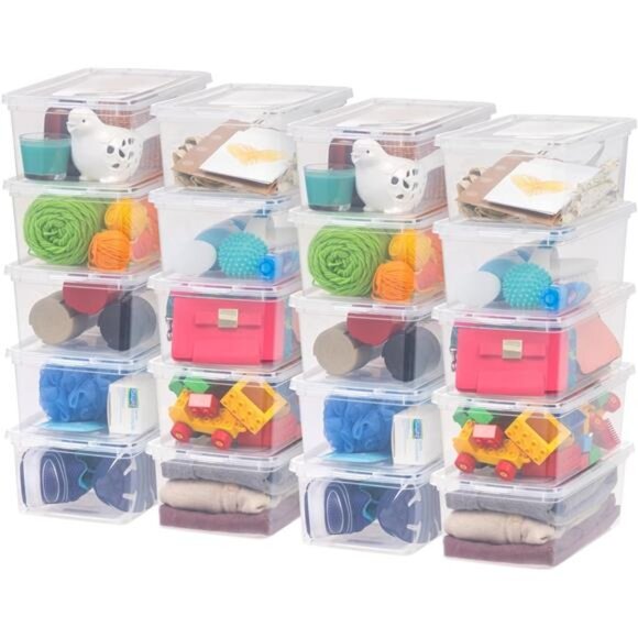 20-Pack Storage Bins with Lids, 6 Quart, Shoe Boxes Clear Stackable - Picture 1 of 7